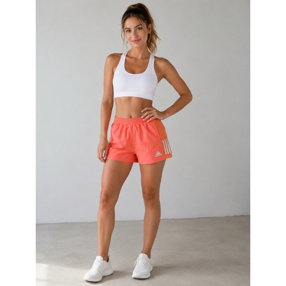 Adidas Women’s Running Shorts Size Large 7” Orange AeroReady Reflective NWOT